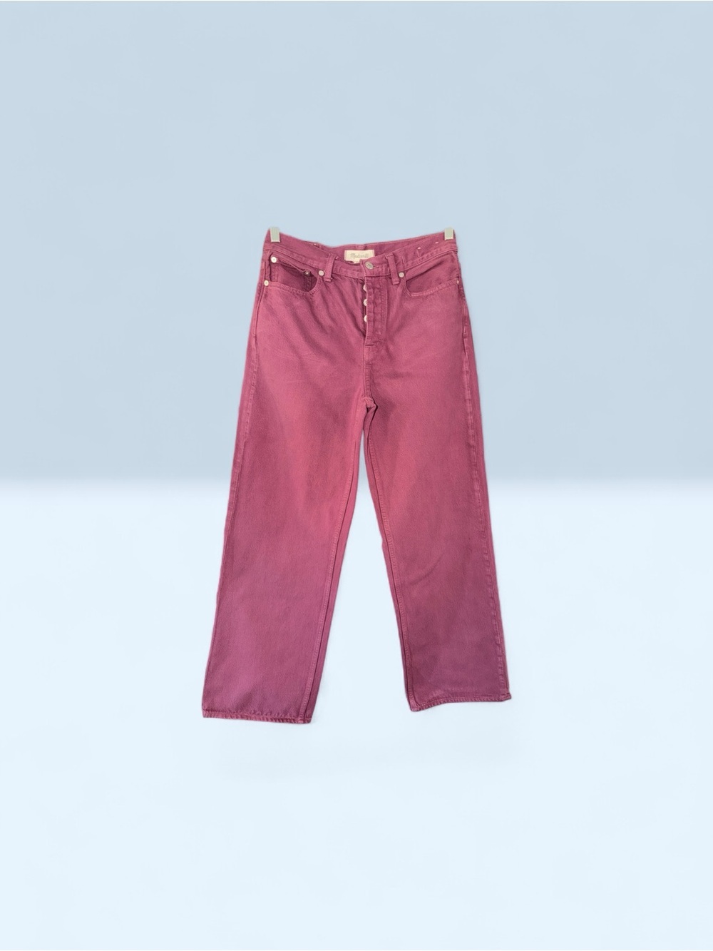 Madewell Button-Fly High Waist Jeans in Mauve-Pink